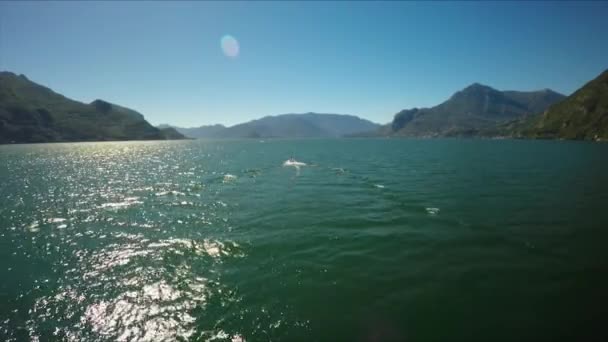 Flygbilder Från Båttur Den Vackra Sjön Como Italien — Stockvideo