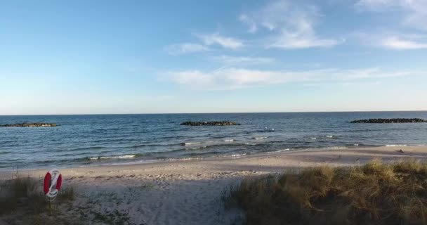 Smooth Track Stersjn Beach Ystad South Sweden Skne Lifebouy Waves — Stock Video