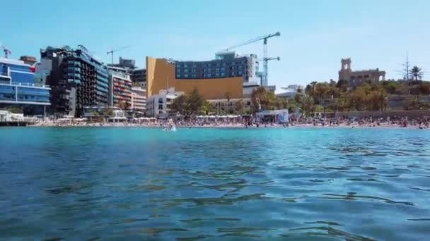 Video Aus Malta Julians Paceville George Bay Einem Sonnigen Frühlingstag — Stockvideo