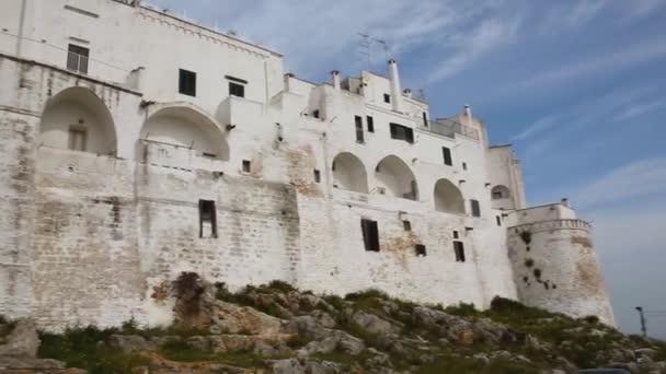 Panoramic View White Walls Medieval Town Ostuni Architecture Italy — Stock Video