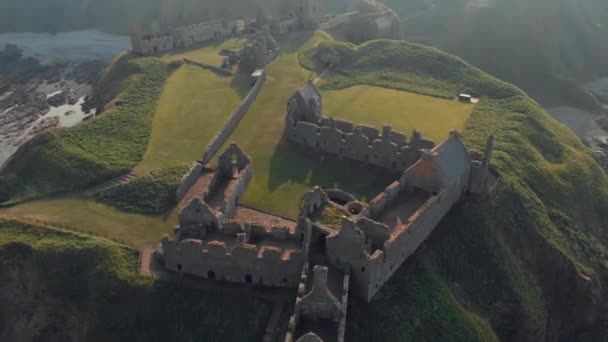 Castillo Dunnottar Con Cielo Despejado Stonehaven Aberdeen Escocia Reino Unido — Vídeos de Stock