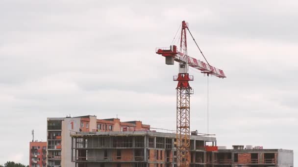 Crane Working Building City High Building Specialist Machine — Stock Video