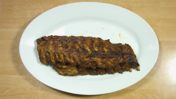 Grilled Pork Bbq Ribs Steak Side Dish — 비디오