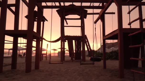 Plac Zabaw Plaży Podczas Zachodu Słońca Punta Rocas Lima Peru — Wideo stockowe