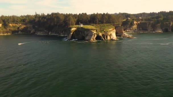 Piękne Wybrzeże Klify Południowym Wybrzeżu Oregonu Pobliżu Coos Bay Drone — Wideo stockowe