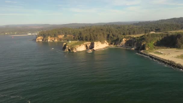 Piękne Wybrzeże Klify Południowym Wybrzeżu Oregonu Pobliżu Coos Bay Drony — Wideo stockowe