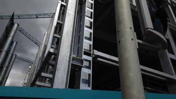 Panning Shot Skeletal Structure Building Dublin Construction — Stock Video