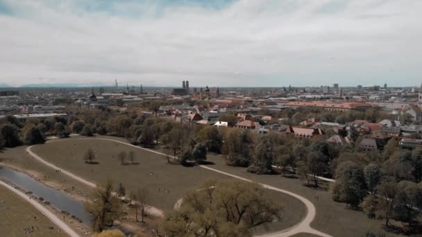 Englischer Garten Aerial Vuelo Con Drones Sobre English Garden Múnich — Vídeos de Stock