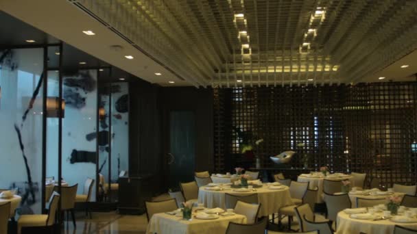 Panning Shot Elegant Interior Restaurant — Stock Video