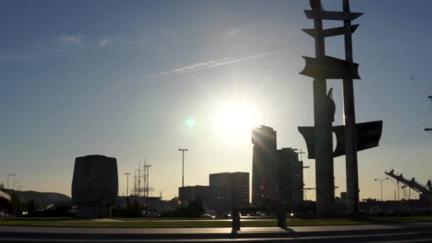 Cais Embankment Gdynia Polônia Faça Uma Pausa Pôr Sol — Vídeo de Stock