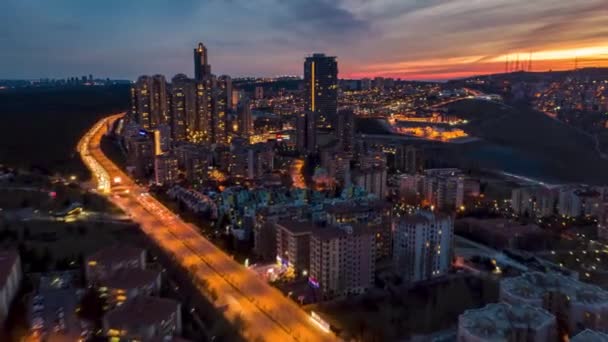 Ankara Moving Time Lapse Sunset Rush Hour Traffic Cars Skyscrapers — Stock Video