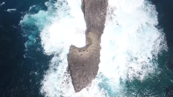 Hawaii Oahu Açıklarında Bulunan Issız Kayalık Bir Adanın Havadan Çekimi — Stok video