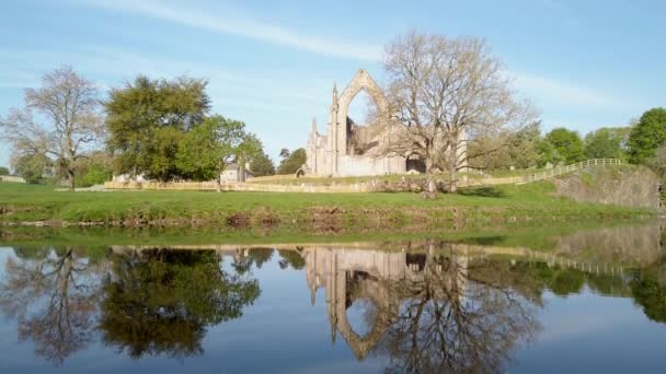 Odchylone Ruiny Bolton Abbey Piękny Letni Poranek Yorkshire Anglia — Wideo stockowe