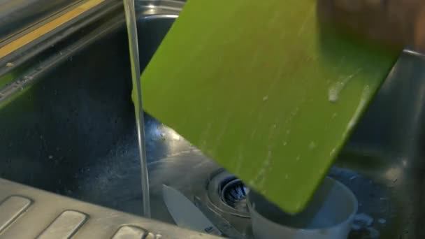 Scrubbing Some Pots Sink — Stock Video
