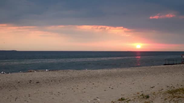 Ajaib Mendung Musim Panas Matahari Terbenam Pantai — Stok Video