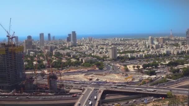 Boven Druk Tel Aviv Stad Richting Het Strand — Stockvideo