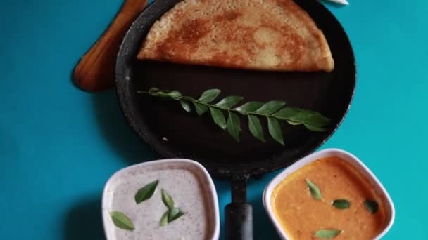 Masala Dosa Una Comida Del Sur India Servida Con Sambhar — Vídeo de stock