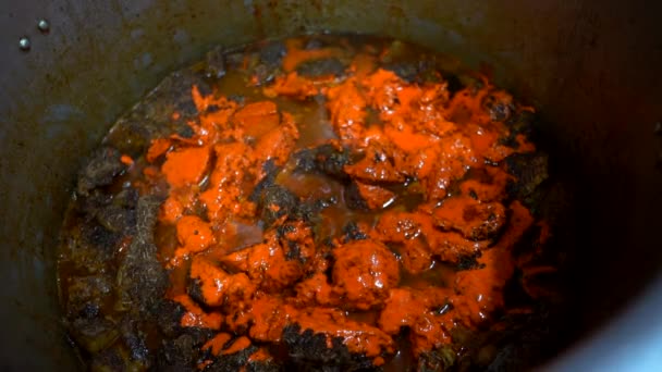 Dokonywanie Curry Kurczaka Zwolnionym Tempie — Wideo stockowe