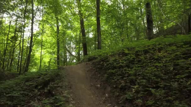 Downhill Hoppa Med Mtb Full Suspension Cykel Eller Cykel Kamera — Stockvideo