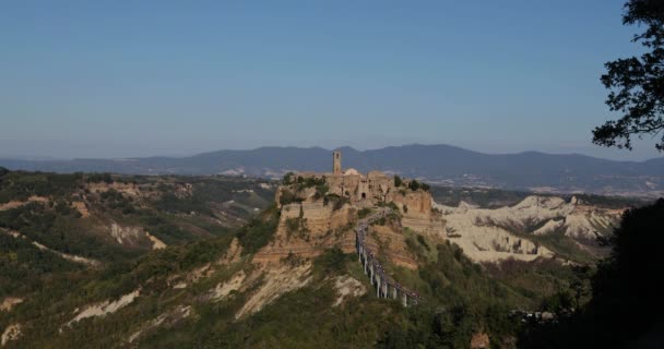 Static Wide Shoot Dying Town Civita Bagnoregio Italy Top Mountain — Stock Video