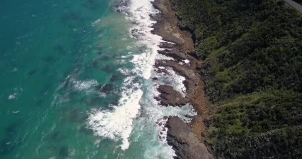 Vakker Australsk Strand Kystvei Flysikt – stockvideo