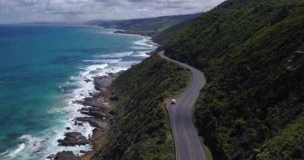 Prachtige Oceaanrit Australische Kustweg Luchtfoto — Stockvideo