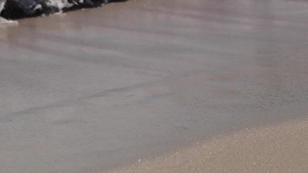 Statische Zeitlupe Für Eine Meereswelle Die Einem Sandstrand Cagliari Sardinien — Stockvideo