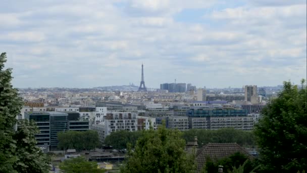 Time Lapse Paris Dia Nublado Ponto Vista Meudon Eiffel Montmartre — Vídeo de Stock
