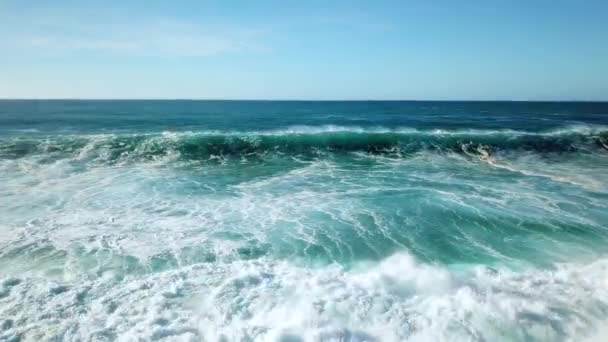 ハワイ州オアフ島の北海岸沖で発生した強力な波のドローン撮影 — ストック動画