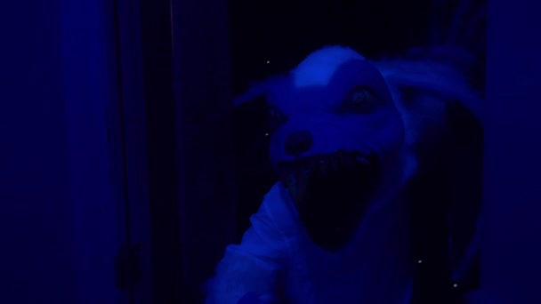 Cadılar Bayramı Boyunca Ürkütücü Bir Perili Evde Siyah Işıklar Flaş — Stok video
