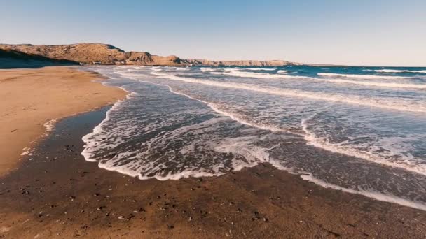 Sea Wave Moving Sand Beach Patagonia Slowmotion — Stock Video