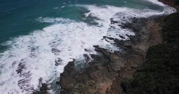 Costa Australiana Acidentada Com Falésias Ondas Vista Aérea — Vídeo de Stock