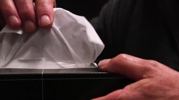 Removing Tissue Paper Box Dark Background — Stock Video