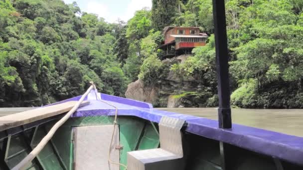 Conducir Barco Río Amazonas Perú América Del Sur — Vídeo de stock
