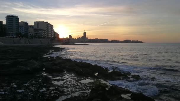 Lovely Sea View Promenade Silema Sunset Malta — Stock Video