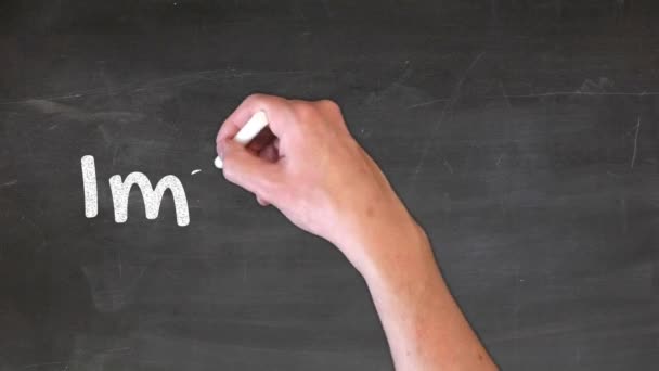 Hand Drawn Word Impossible Turns Possible Blackboard Motivation Video — Stock Video