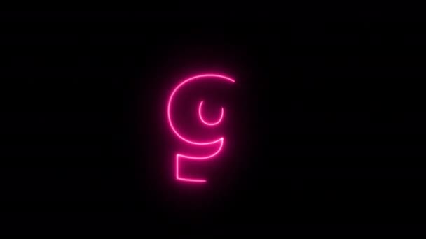 Neonlight Countdown Рожевими Кольорами Рахуючи Від — стокове відео