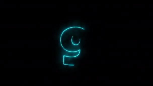 Neonlight Odpočítávání Benzinem Barevné Číslice Vytvořené Mlhy Počítání — Stock video