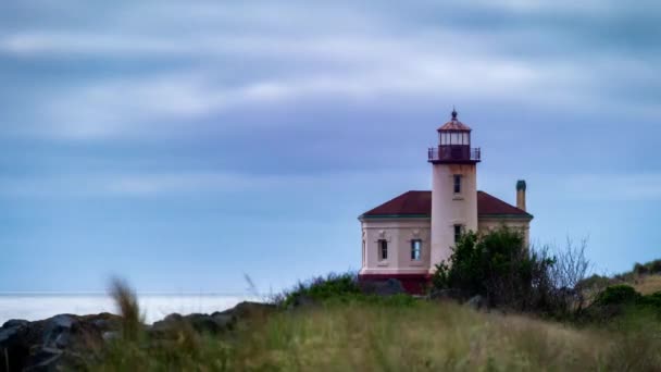 Phare Rivière Coquille Bandon Côte Oregon États Unis Temps Lunaire — Video