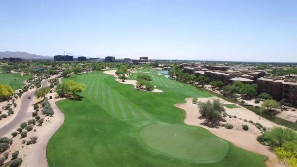 Aerial Slow Rise Empty Green Marked White Flag Shifting Long — Video Stock