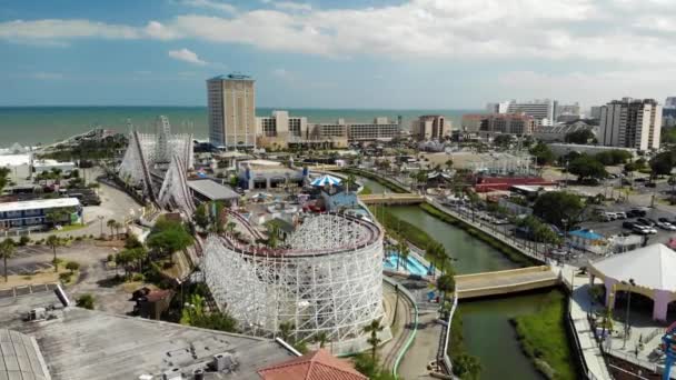 Aerial Push Amusement Park Myrtle Beach South Carolina — Stock Video