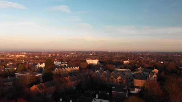 Aerial Dolly Drone Vuela Sobre Somnolienta Ciudad Crystal Palace Londres — Vídeo de stock