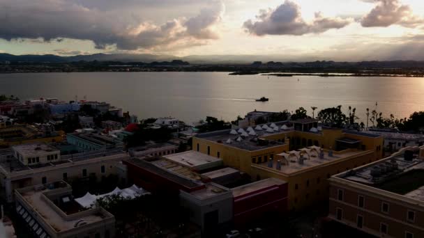 Droning Bay Old San Juan Puerto Rico — стоковое видео