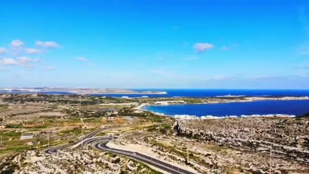 Hyperlapse Drone Βίντεο Από Μάλτα Mellieha Περιοχή Που Φέρουν Προς — Αρχείο Βίντεο