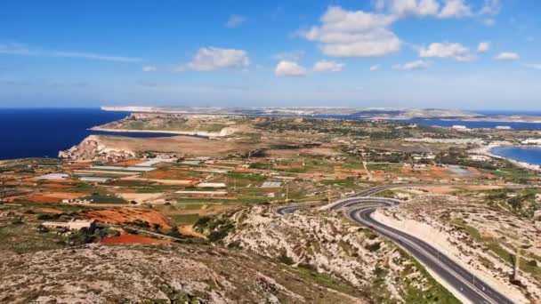 Drohnenvideo Aus Der Luft Aus Malta Bereich Mellieha Mit Blick — Stockvideo