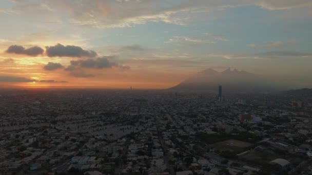 Vista Aérea Del Amanecer Monterrey México — Vídeo de stock