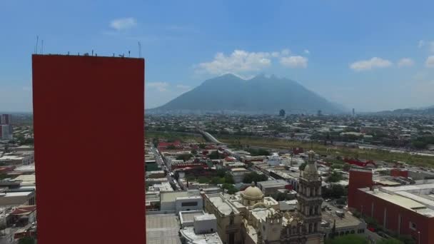 Foto Aérea Del Faro Comercio Macroplaza Monterrey — Vídeo de stock