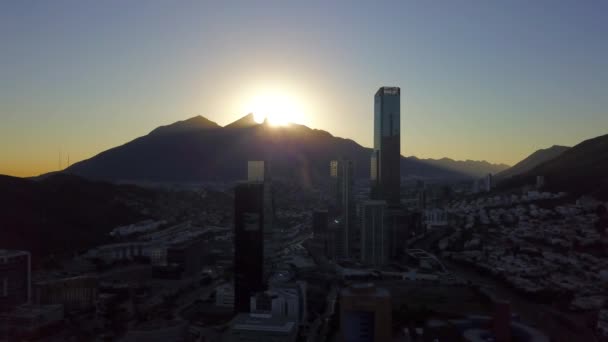 Foto Aérea Del Amanecer Cerro Silla Con Skyline San Pedro — Vídeos de Stock