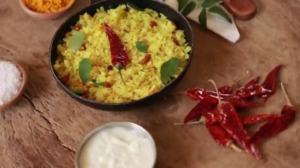 Indická Kanda Poha Recept Přípravou — Stock video