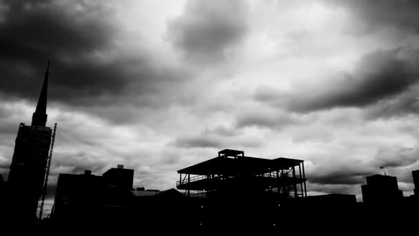 Dramatic Black White Moving Time Lapse Montreal Cityscape Cloudy Day — Stock Video